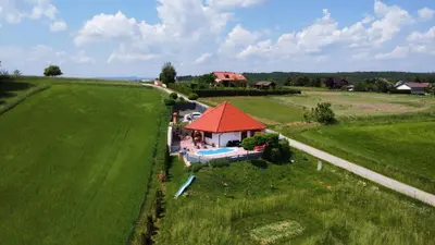 an overhead view of a house in a field at SECRET WELLNESS in Bodonci