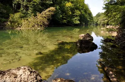 a river with some rocks in the water at Apartma Lahinja in Gradac