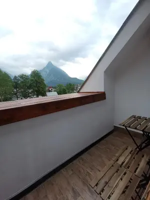 a balcony with a view of a mountain at Apartma F&M in Bovec