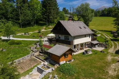 an aerial view of a house at Apartment Life in Bled