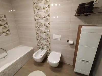 a bathroom with a toilet and a tub and a sink at Apartmaji Maln in Dolenjske Toplice