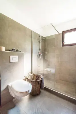 a bathroom with a toilet and a shower at Hisa Smast in Kobarid