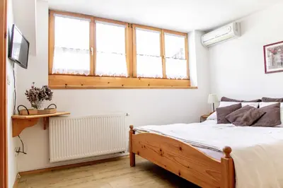 a bedroom with a bed and a window at Ana Antloga Apartments in Bled