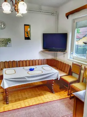 a living room with a couch and a flat screen tv at Apartma Vita in Rečica ob Savinji