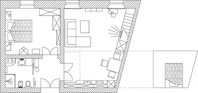 an aerial view of a house with a plan at Rimska Apartments Tour As Ljubljana in Ljubljana