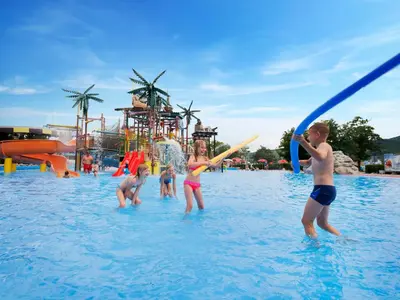 a group of children playing in the water at a water park at Pirate Bay - Terme Čatež in Čatež ob Savi