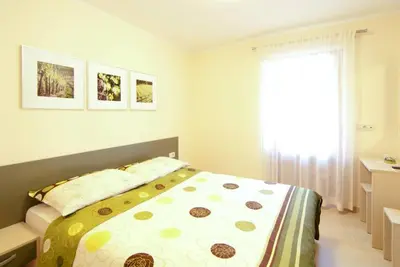 a bedroom with a bed and a window at Kraljič - Primož Čotar in Dornberk