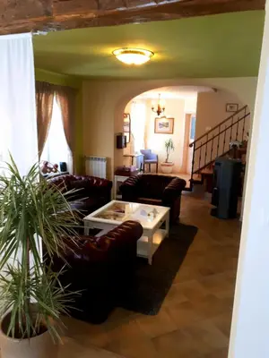 a living room with couches and a table at Villa Katarina in Branik