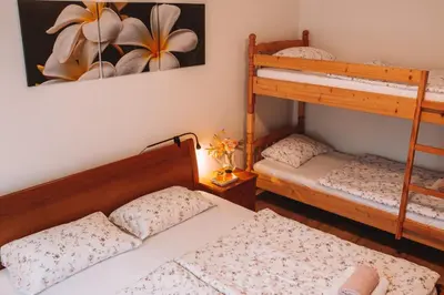 a bedroom with two bunk beds at Apartment with Atrium Anabela in Tolmin