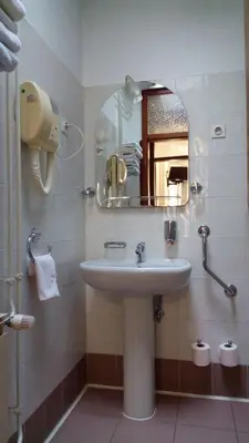 a bathroom with a sink and a mirror at Accomodation Pertout in Nova Gorica