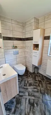 a bathroom with a sink and a toilet in it at Apartmaji Gaby in Gozd Martuljek