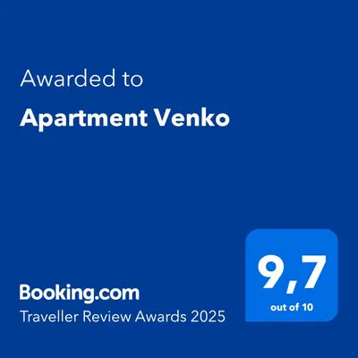 a blue screen with the text awarded to appointment venue at Apartment Venko in Slovenske Konjice