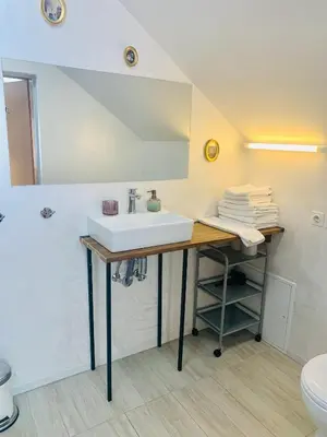 a bathroom with a sink and a toilet at Hotel Maj Inn in Moravske Toplice