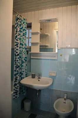 a bathroom with a sink and a toilet at Flower valley in Ljubljana