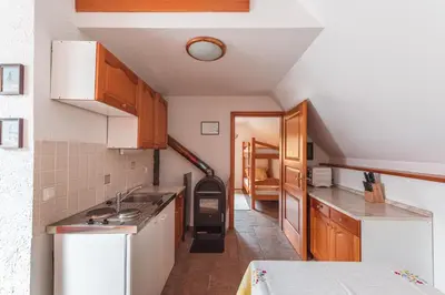 a kitchen with a sink and a stove top oven at POHORJE HOUSE Rogla 2 in Oplotnica