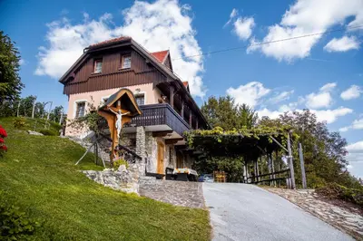 a house on the side of a road at Authentic Countryside Villa with Hot tub in Veliki Kamen
