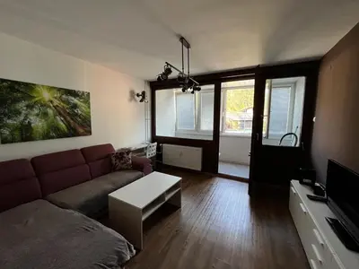a living room with a couch and a table at APARTMA CARPE DIEM in Kranjska Gora