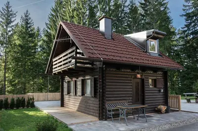 a small log cabin with a solarium on its roof at Cabin Storzek in Pohorje