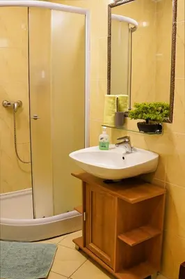 a bathroom with a sink and a shower at Jacobs Resort 4 Bedroom Private House in Kranjska Gora