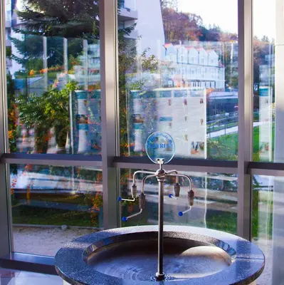 a sink in a room with a window at Apartment Baba Yaga 12 in Rogaška Slatina
