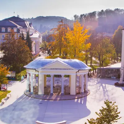 a gazebo in the middle of a park at Apartment Baba Yaga 12 in Rogaška Slatina