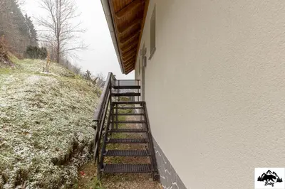 a set of stairs leading up to a building at Brlog in Zgornje Gorje