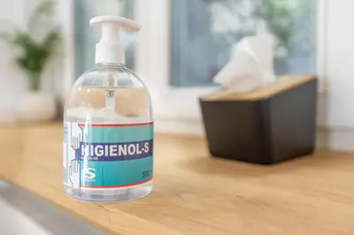 a bottle of detergent sitting on top of a table at Old Quarter Residence in Ljubljana