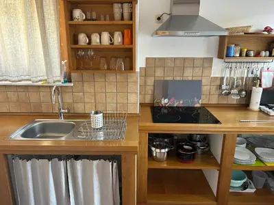 a kitchen with a sink and a counter top at Apartment Erlah in Rateče