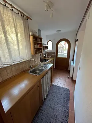 a kitchen with a sink and a counter at Apartment Erlah in Rateče