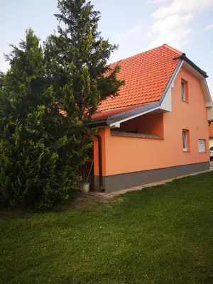 a house with an orange roof and a tree at APP Vanja 6170 in Čatež ob Savi