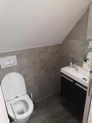 a bathroom with a toilet and a sink at APP Aleksa 6168 in Čatež ob Savi