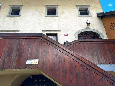 a wooden ramp leading up to a building at Luxury holiday home near Lake Bled & the Alps in Kropa