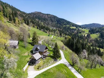 an aerial view of a house on a hill at Podjelje in Podjelje