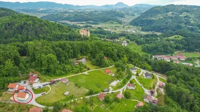 an aerial view of a house on a hill at Holiday Home BOR in Podčetrtek