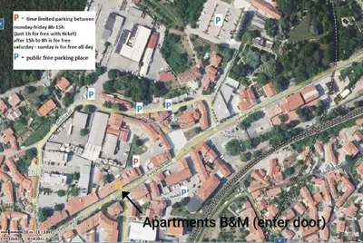 a map of a city with a street at Apartments B&M in Sežana