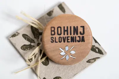 a rock with the words bonning slovenia written on it at Apartmaji Rauter in Bohinj