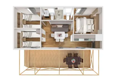 a rendering of a floor plan of a room at Mediteran Homes with Terme Čatež Tickets in Čatež ob Savi