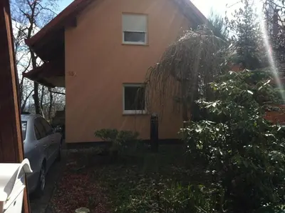 a house with a tree in front of it at Počitniška hiša Grube z wellnesom in Puconci