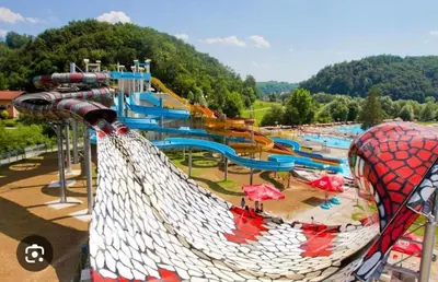 a large water park with a water slide at Bella Mura Nature Chalet I27 in Podčetrtek