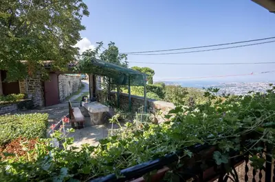 a garden with a view of the city at Violet's Place in Črni Kal