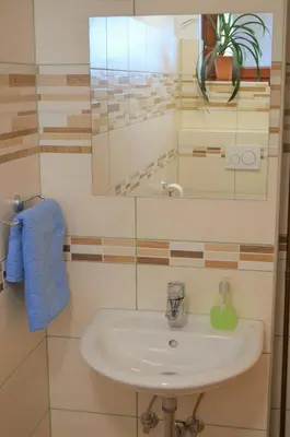 a bathroom with a sink and a mirror at Healing Farm in Gorenja Vas