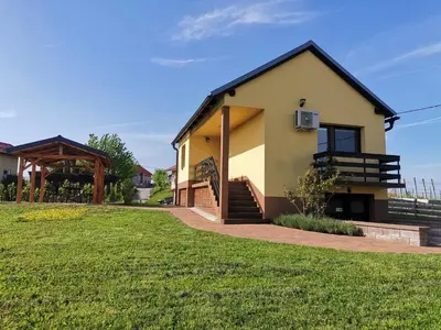 a house with a green lawn in front of it at Počitniška hiša Pavlek in Ivanjkovci