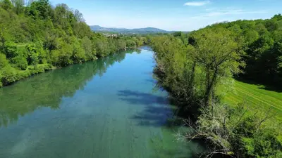 a view of a river with trees on both sides at Kolpa Paradise in Metlika