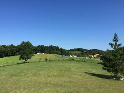 a large grassy field with trees in the background at Village Apartments in Šentilj