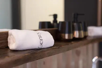 a roll of toilet paper sitting on top of a counter at Gentry11 Rooms&More in Maribor