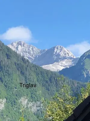 a view of a mountain range with the word trilgay at Apartment in the heart of nature in Bohinj
