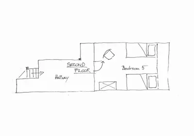 a black and white floor plan of a house at Chalet Pr Dobravc in Bohinj
