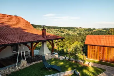 an overhead view of a house with a roof at Vineyard cottage Na hribu in Dvor