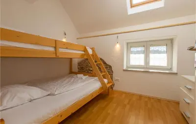 a bedroom with a bunk bed and a window at 3 Bedroom Pet Friendly Home In Col in Zoll