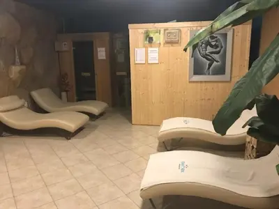 a room with couches and a plant in a room at Room Oaza Miru in Maribor